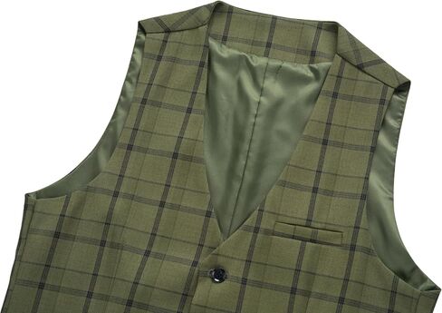 Men's Slim Fit Plaid Suit Vest - Lightweight Checkered V-Neck Waistcoat for Wedding, Business, Prom & Casual Occasions in Saudi Arabia