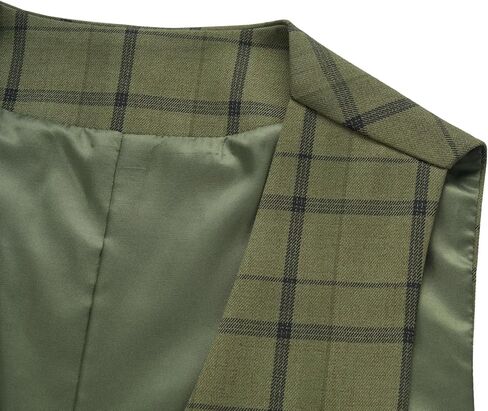 Men's Slim Fit Plaid Suit Vest - Lightweight Checkered V-Neck Waistcoat for Wedding, Business, Prom & Casual Occasions in Saudi Arabia