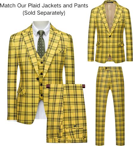Men's Slim Fit Plaid Suit Vest - Lightweight Checkered V-Neck Waistcoat for Wedding, Business, Prom & Casual Occasions in Saudi Arabia