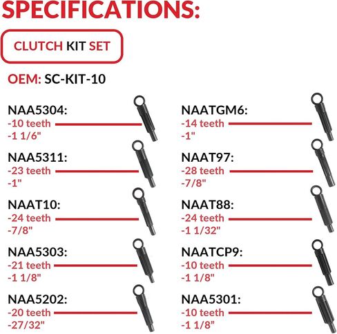 SOUTHEASTCLUTCH Transmission Clutch Alignment Tool Compatible 10 of The Most Popular Sizes to fit a Wide Range of aplications | 10, 14, 20, 21, 23, 24, 26 splines in Saudi Arabia