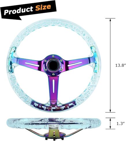 Universal Racing/Golf Teadering Wheel ، 13.8 "6 البراغي قبضة عجلة القيادة الدائرية لسيارة النادي Ezgo RXV & TXT ، Yamaha ، وتيرة سابقة ، DS ، للسباق/RALLY/MOTORSPORT/CAR (الأزرق) in Kuwait