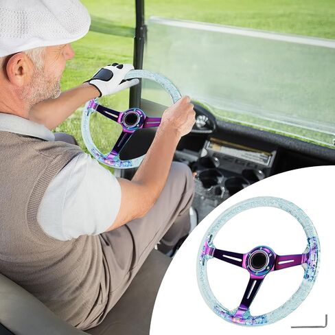 Universal Racing/Golf Teadering Wheel ، 13.8 "6 البراغي قبضة عجلة القيادة الدائرية لسيارة النادي Ezgo RXV & TXT ، Yamaha ، وتيرة سابقة ، DS ، للسباق/RALLY/MOTORSPORT/CAR (الأزرق) in Kuwait