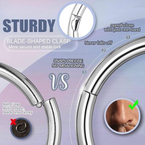 Bodybonita 2nd Gen Rings Hoops - 316L Surgical Steel 16/18G Septum Lip Rings Conch Percing Jewelry 7/8/9/10mm in Saudi Arabia