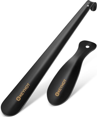 KEYHOT Shoe Horn Long Handle Metal - 16.5" Shoehorn Long-Handle - Shoe Horns with Handle for Seniors Men Women (Silver in Saudi Arabia