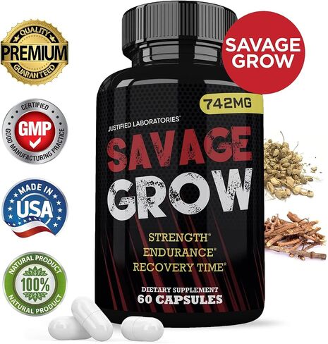 Justified Laboratories (5 Pack Savage Grow 742MG All Natural Advanced Men's Health Formula 300 Capsules in Saudi Arabia