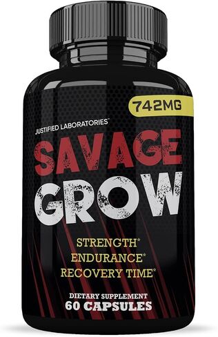 Justified Laboratories (5 Pack Savage Grow 742MG All Natural Advanced Men's Health Formula 300 Capsules in Saudi Arabia