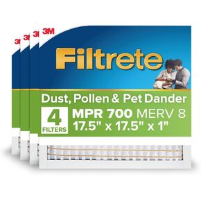 Filtrete 17.5X17.5X1 Air Filter, MPR 700, MERV 8, Clean Living Dust, Pollen and Pet Dander Reduction 3-Month Pleated 1-Inch Air Filters, 4 Filters in Kuwait