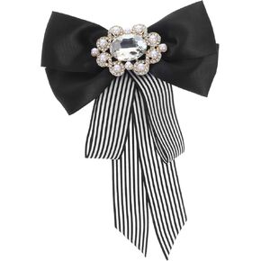 1Pc Bow Tie for Business Wear Black White Striped Design Fashionable Neck Tie Accessory for Shirts Dresses Durable Material in Saudi Arabia