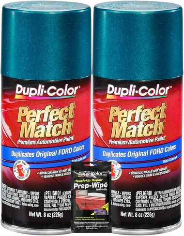 Dupli-Color Pacific Green Metallic Exact-Match Automotive Paint For Ford Vehicles - 8 oz, Bundles with Prep Wipe (3 Items) in Kuwait