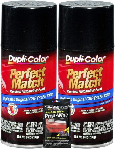 Dupli -Color Brilliant Black Pearl Perfect Match Automotive Paint لمركبات كرايسلر - 8 أونصة ، حزم مع محو الإعدادية (3 عناصر) in Kuwait