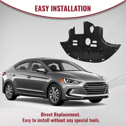 Hecasa Front Engine Splash Shield متوافق مع 2017-2020 Hyundai Elantra 2.0L حماية محرك تحت غطاء الاستبدال الأسود البلاستيكي لـ 29110F3100 29110-F2100 HY1228201 HY1228187 in Saudi Arabia