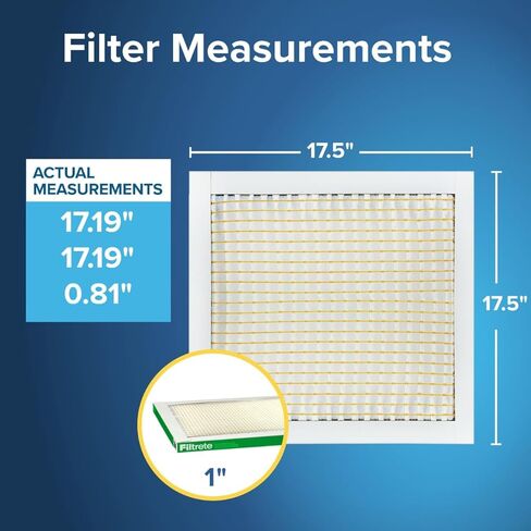 Filtrete 17.5X17.5X1 Air Filter, MPR 700, MERV 8, Clean Living Dust, Pollen and Pet Dander Reduction 3-Month Pleated 1-Inch Air Filters, 4 Filters in Kuwait
