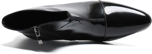 Santimon Mens Boots Casual Patent Leather Chelsea Dress Boots Zipper on Side Mid Calf Boots for Men in Saudi Arabia