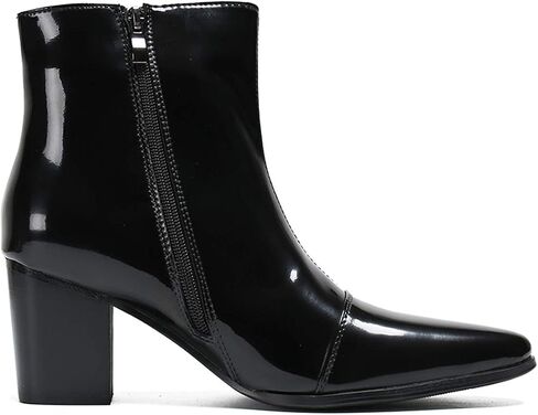 Santimon Mens Boots Casual Patent Leather Chelsea Dress Boots Zipper on Side Mid Calf Boots for Men in Saudi Arabia