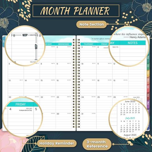 Teacher Planner 2024-2025 - Teacher Planner 2024-2025 Academic Year, Jul 2024 - Jun 2025, 8" x 10", Weekly & Monthly Lesson Planner, Academic Lesson Planner with Holidays, Printed Tabs & Quotes in Saudi Arabia