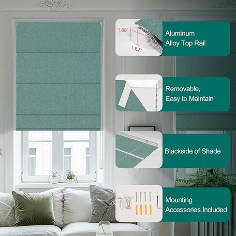 بيريسا الكتان ظلال رومانية للنوافذ ، الستائر الرومانية الرومانية ، الغرفة المعزولة الحرارية الظلال ظلال نافذة غرفة غرفة المعيش in Kuwait