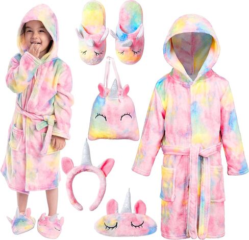 JOYIN Giggling Getup Kids Robes for Girls, Hooded Pink Toddler Bathrobe Set, Girls Christmas Pajamas in Saudi Arabia