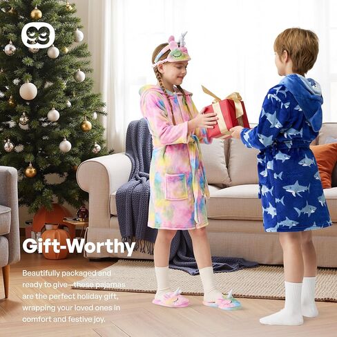 JOYIN Giggling Getup Kids Robes for Girls, Hooded Pink Toddler Bathrobe Set, Girls Christmas Pajamas in Saudi Arabia