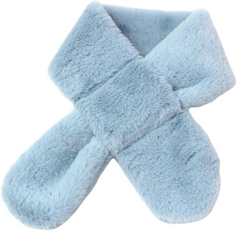 Children's Faux Fur Scarf Plush Fleece Neck Warmer Solid Color Wraps Christmas for 2-12 Years in Saudi Arabia