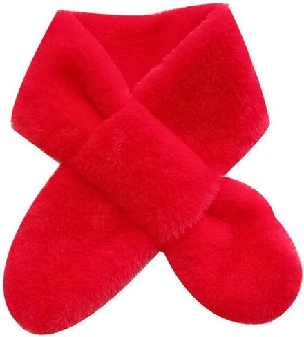 Children's Faux Fur Scarf Plush Fleece Neck Warmer Solid Color Wraps Christmas for 2-12 Years in Saudi Arabia
