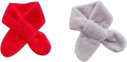 Children's Faux Fur Scarf Plush Fleece Neck Warmer Solid Color Wraps Christmas for 2-12 Years in Saudi Arabia