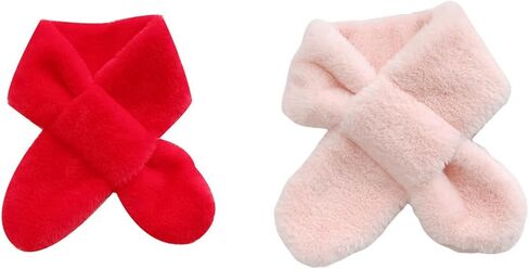 Children's Faux Fur Scarf Plush Fleece Neck Warmer Solid Color Wraps Christmas for 2-12 Years in Saudi Arabia
