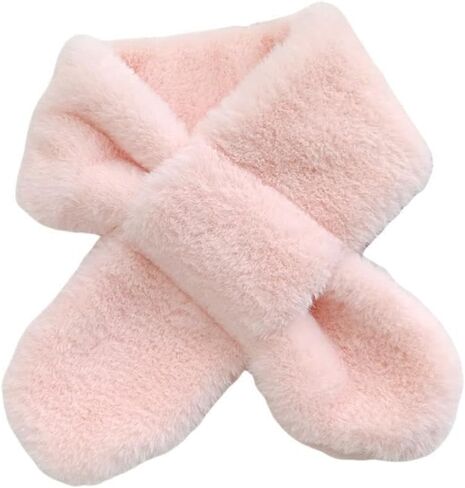Children's Faux Fur Scarf Plush Fleece Neck Warmer Solid Color Wraps Christmas for 2-12 Years in Saudi Arabia