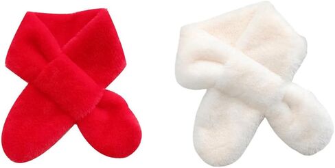 Children's Faux Fur Scarf Plush Fleece Neck Warmer Solid Color Wraps Christmas for 2-12 Years in Saudi Arabia