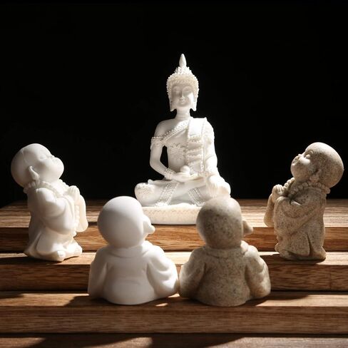 Carefree Fish Buddha Statue Minimalist Sandstone Buda Ornament Monk Figurine Zen Decor Bring Home a Ray of Sunshine in Kuwait