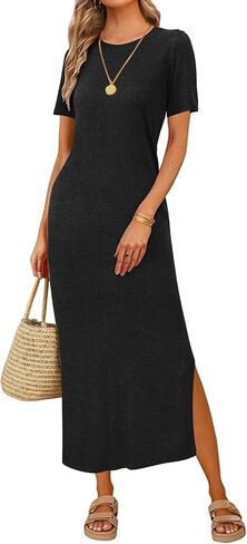 Arach&Cloz Women's Wool Blend Lightweight Summer Casual T Shirts Maxi Dress 2025 in Saudi Arabia