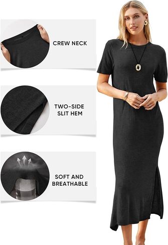 Arach&Cloz Women's Wool Blend Lightweight Summer Casual T Shirts Maxi Dress 2025 in Saudi Arabia