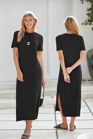 Arach&Cloz Women's Wool Blend Lightweight Summer Casual T Shirts Maxi Dress 2025 in Saudi Arabia