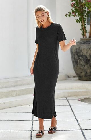 Arach&Cloz Women's Wool Blend Lightweight Summer Casual T Shirts Maxi Dress 2025 in Saudi Arabia