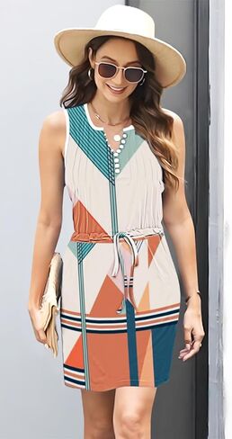 Etcyy Womens Summer Dresses Dresses Oclesfeless Beach Facitures Sundresses rearkrent rearkresh press short striped bretic with wickets in Kuwait