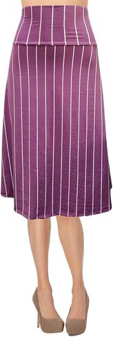 ShopMyTrend Women's A-Line Foldover Lightweight Flare Midi Pull On Closure Skirt in Saudi Arabia