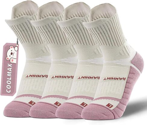 Rahhint Coolmax Kids Boys Girls Athletic Socks 4 Pairs Cushion Crew Socks Anti-plister prevable prevabress in Kuwait