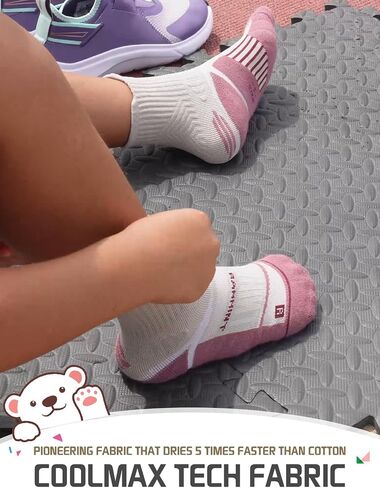 Rahhint Coolmax Kids Boys Girls Athletic Socks 4 Pairs Cushion Crew Socks Anti-plister prevable prevabress in Kuwait