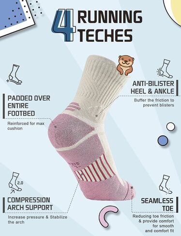 Rahhint Coolmax Kids Boys Girls Athletic Socks 4 Pairs Cushion Crew Socks Anti-plister prevable prevabress in Kuwait