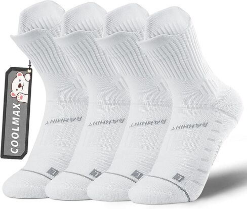 Rahhint Coolmax Kids Boys Girls Athletic Socks 4 Pairs Cushion Crew Socks Anti-plister prevable prevabress in Kuwait