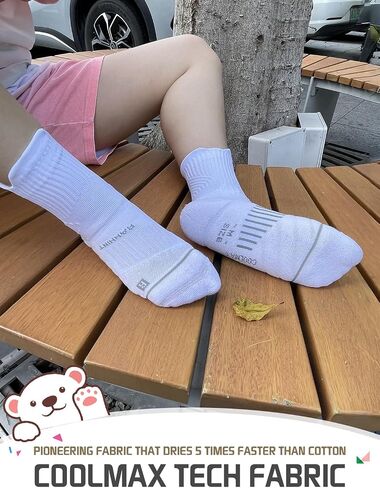 Rahhint Coolmax Kids Boys Girls Athletic Socks 4 Pairs Cushion Crew Socks Anti-plister prevable prevabress in Kuwait