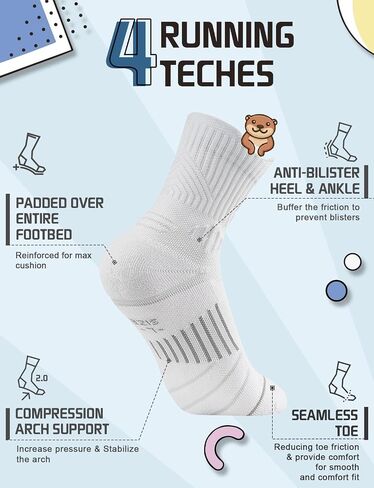 Rahhint Coolmax Kids Boys Girls Athletic Socks 4 Pairs Cushion Crew Socks Anti-plister prevable prevabress in Kuwait