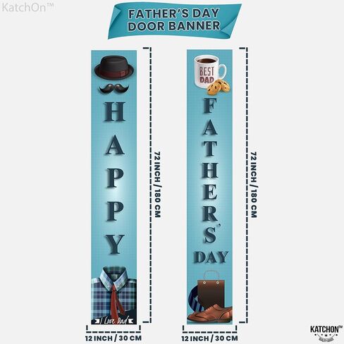 كاتش أون، لافتة عيد الأب السعيد - مقاس XtraLarge، 72 × 12 بوصة | لافتة باب عيد الأب لديكورات عيد الأب السعيد | علامة عيد الأب السعيد، خلفية يوم الأب | زينة حفلة عيد الأب in Kuwait