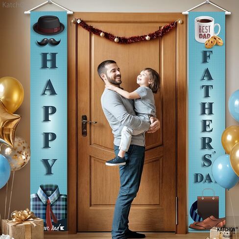 كاتش أون، لافتة عيد الأب السعيد - مقاس XtraLarge، 72 × 12 بوصة | لافتة باب عيد الأب لديكورات عيد الأب السعيد | علامة عيد الأب السعيد، خلفية يوم الأب | زينة حفلة عيد الأب in Kuwait
