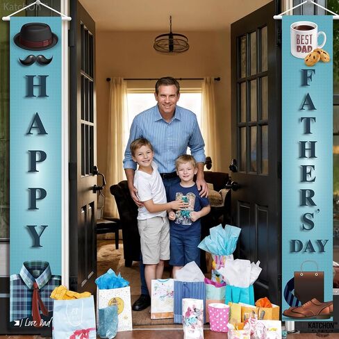 كاتش أون، لافتة عيد الأب السعيد - مقاس XtraLarge، 72 × 12 بوصة | لافتة باب عيد الأب لديكورات عيد الأب السعيد | علامة عيد الأب السعيد، خلفية يوم الأب | زينة حفلة عيد الأب in Kuwait