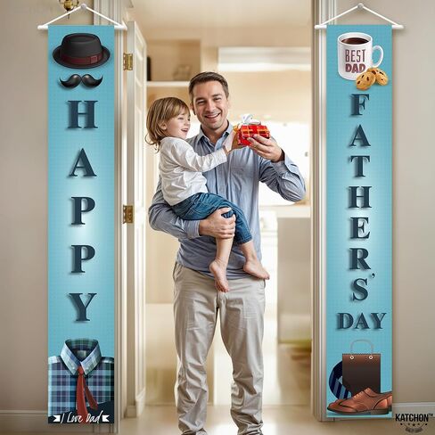 كاتش أون، لافتة عيد الأب السعيد - مقاس XtraLarge، 72 × 12 بوصة | لافتة باب عيد الأب لديكورات عيد الأب السعيد | علامة عيد الأب السعيد، خلفية يوم الأب | زينة حفلة عيد الأب in Kuwait