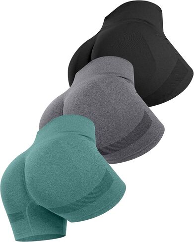 ATHVOTAR 3 Piece Workout Shorts Women Seamless Scrunch Butt Lifting High Waisted Gym Booty Shorts in Kuwait