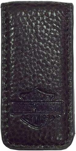 Harley -Davidson Men's Bar & Shield Leather Magnetic Money Clip - Dark Red Brown in Saudi Arabia