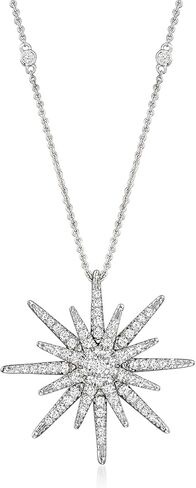 Ross-Simons 0.75 ct. t.w. Diamond Starburst Necklace in Sterling Silver in Saudi Arabia