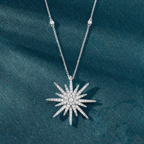 Ross-Simons 0.75 ct. t.w. Diamond Starburst Necklace in Sterling Silver in Saudi Arabia