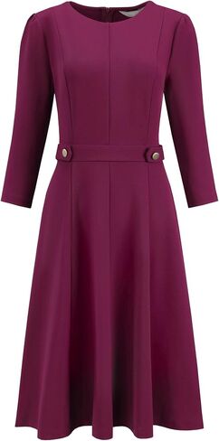 نساء الأنيقة A-line Dress Crew Neck 3/4 أرم ارتداء للعمل والفساتين المضيئة in Saudi Arabia
